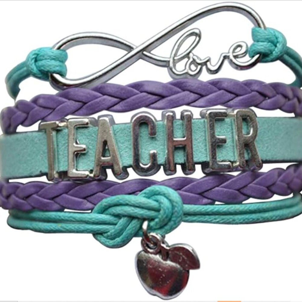 Teacher Infinity Bracelet - Teal/Purple